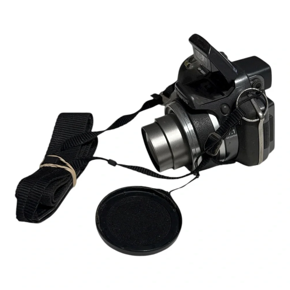 Olympus Black Digital Camera with Lens and Strap